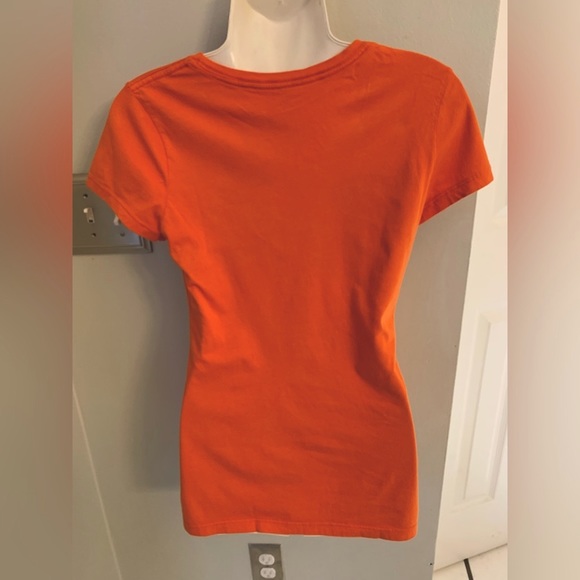Auburn University AU Logo Orange Blue Fitted Tee T-Shirt Women’s XS EXCELLENT - Picture 3 of 4